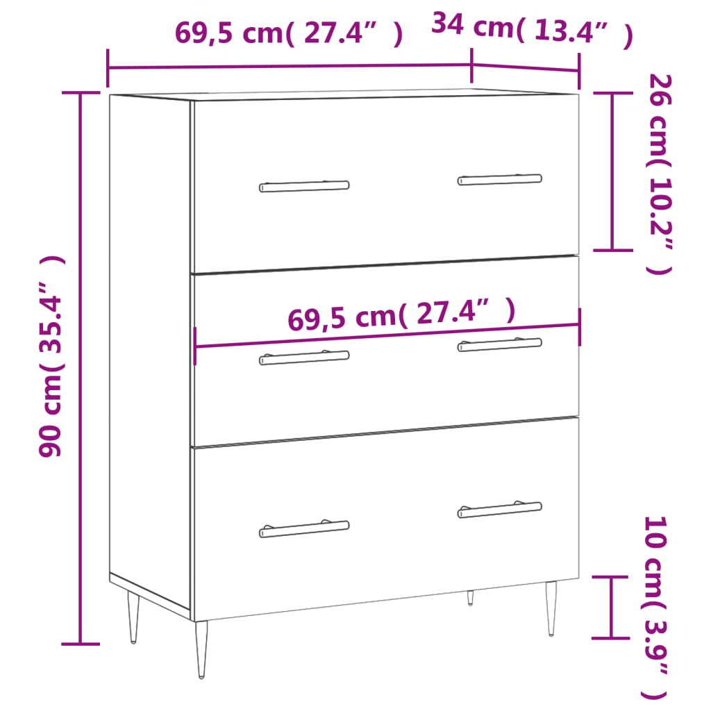 vidaXL Příborník dub sonoma 69,5 x 34 x 90 cm kompozitní dřevo