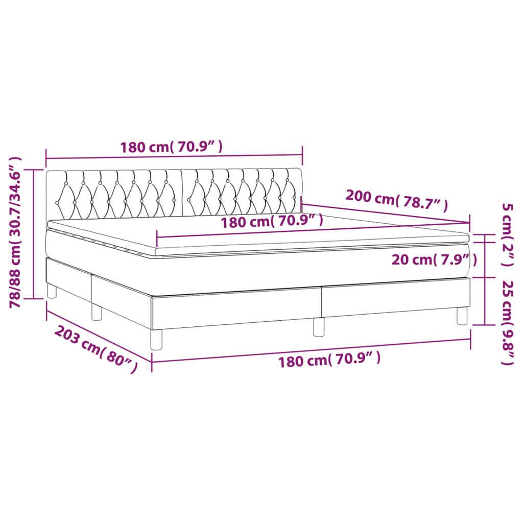 vidaXL Box spring postel s matrací černá 180x200 cm textil