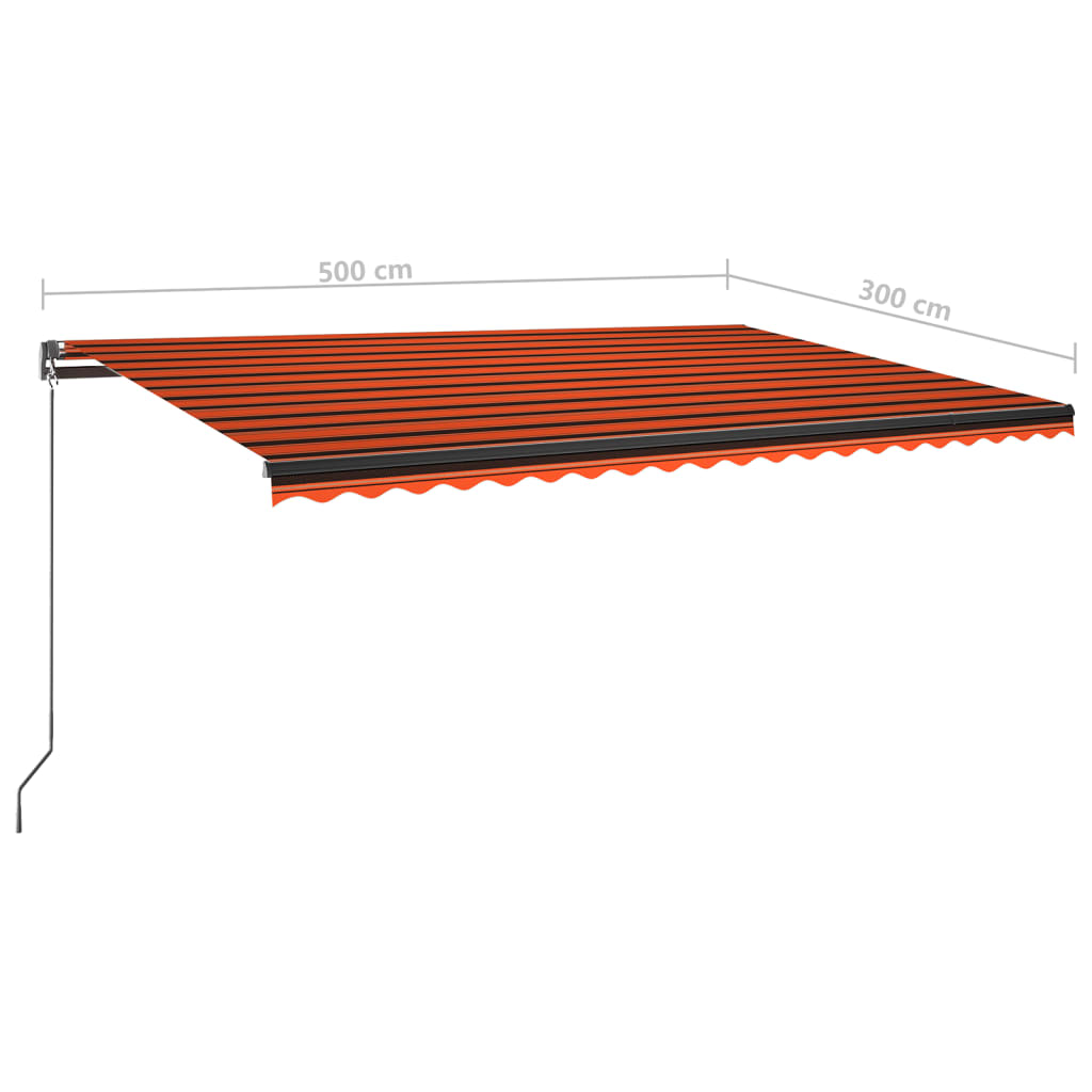 vidaXL Automatická markýza LED a senzor větru 500x300 cm oranžovohnědá