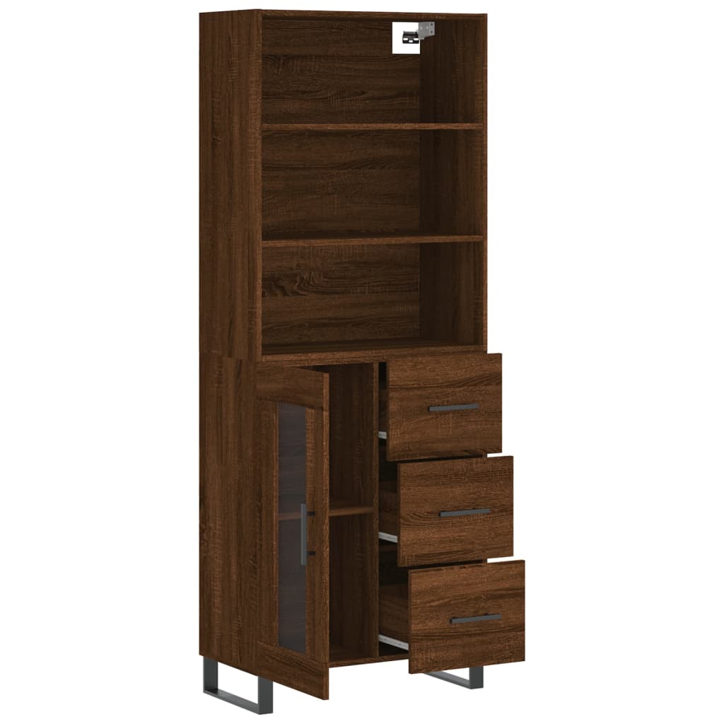 vidaXL Skříň highboard hnědý dub 69,5 x 34 x 180 cm kompozitní dřevo