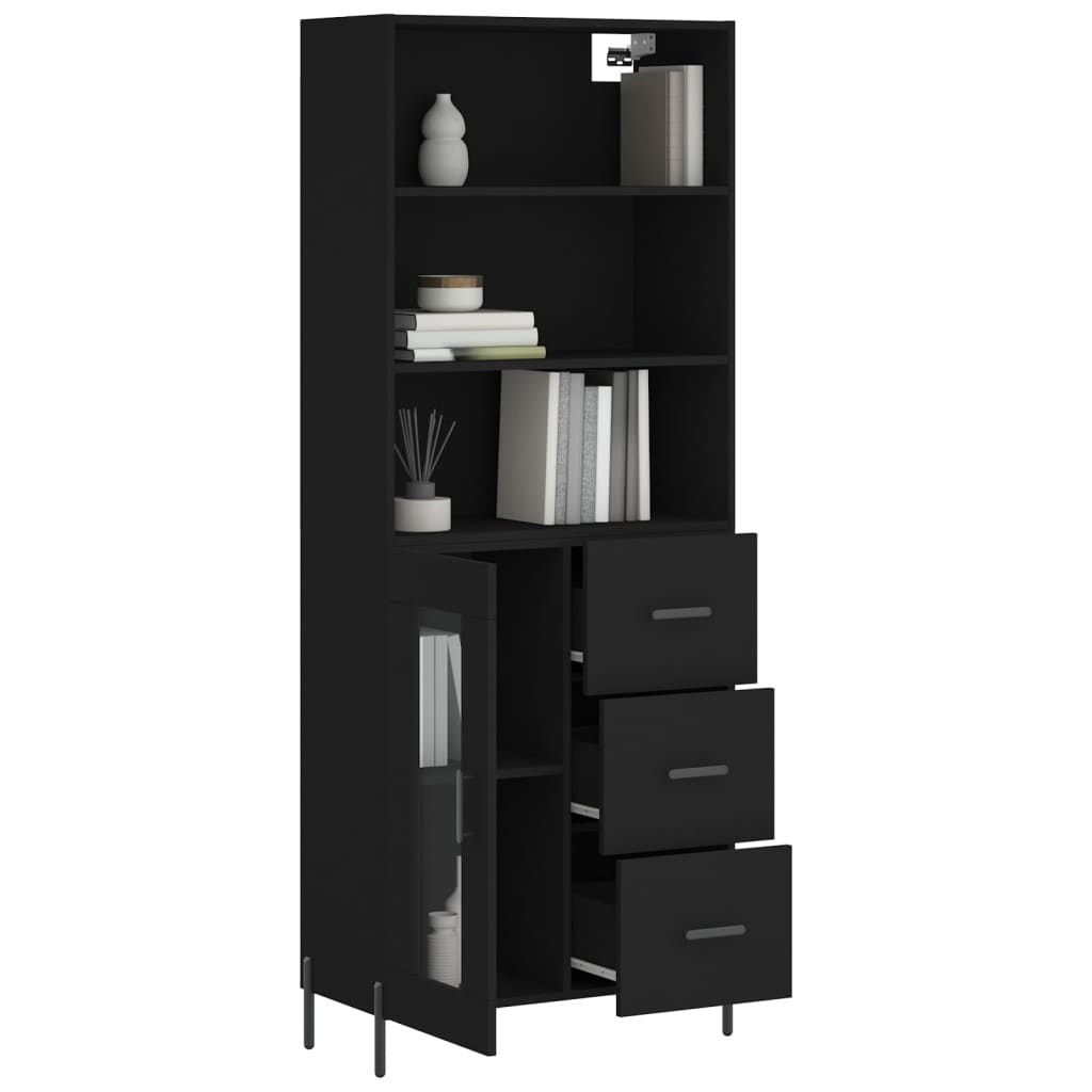 vidaXL Skříň highboard černá 69,5 x 34 x 180 cm kompozitní dřevo