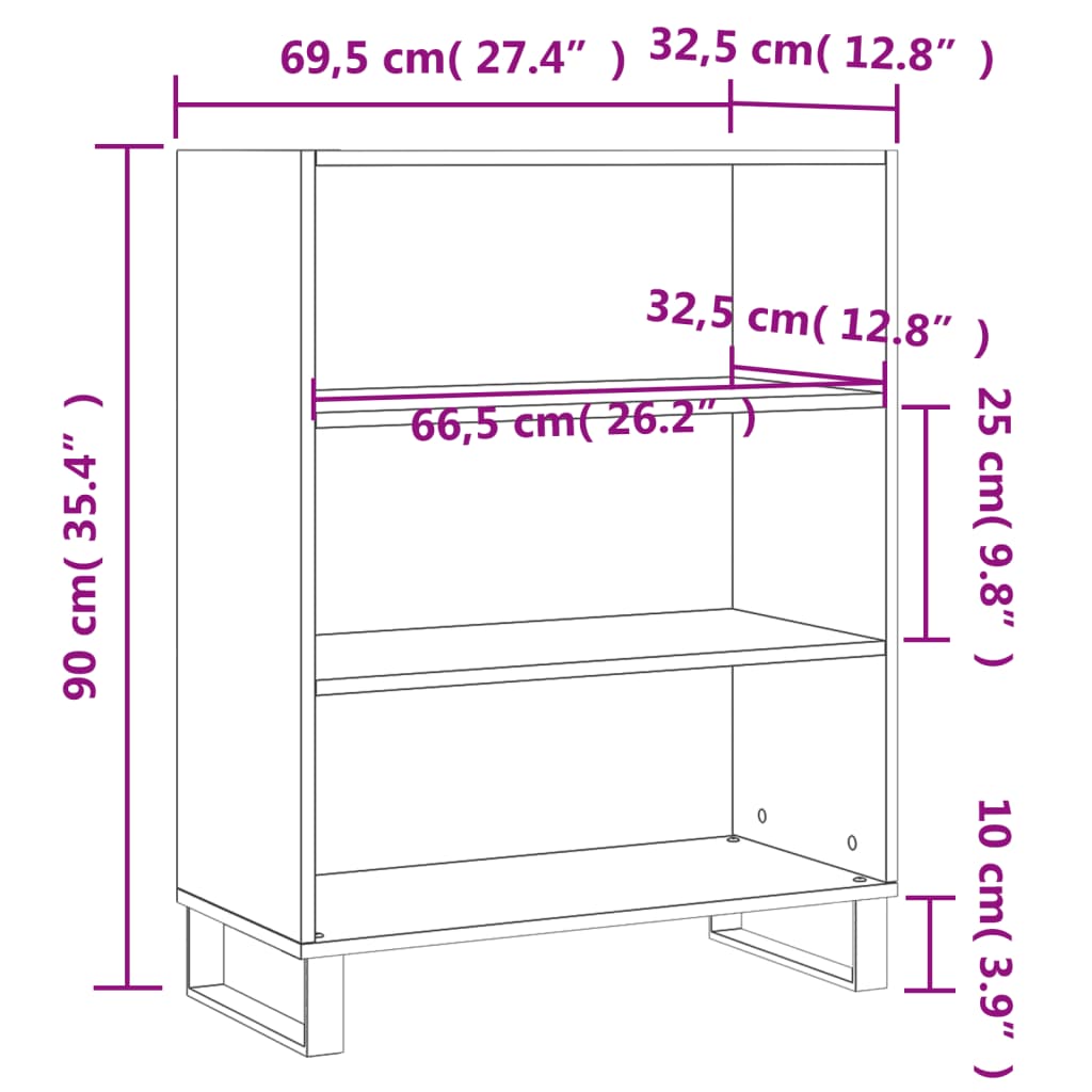 vidaXL Policová skříňka černá 69,5 x 32,5 x 90 cm kompozitní dřevo