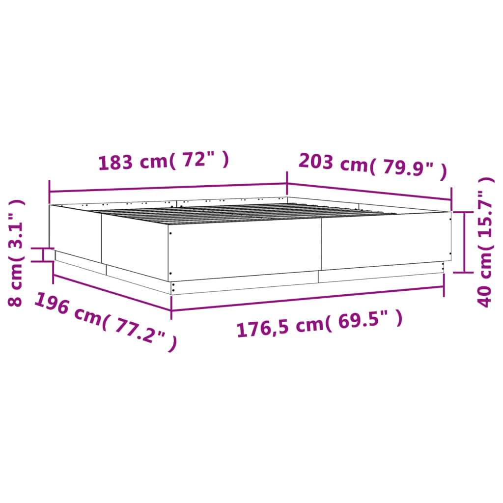 vidaXL Rám postele betonově šedý 180 x 200 cm kompozitní dřevo