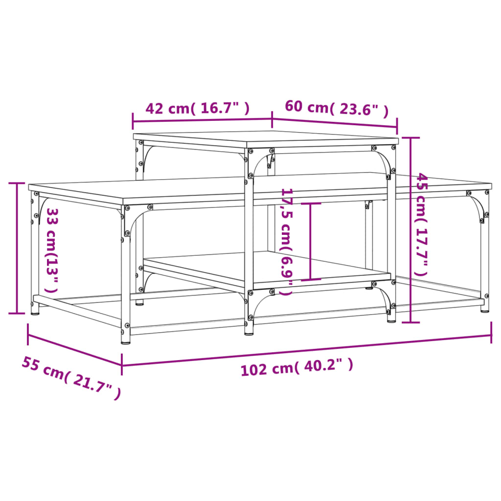 vidaXL Konferenční stolek dub sonoma 102 x 60 x 45 cm kompozitní dřevo