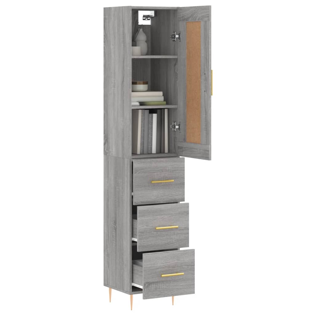 vidaXL Skříň highboard šedá sonoma 34,5 x 34 x 180 cm kompozitní dřevo