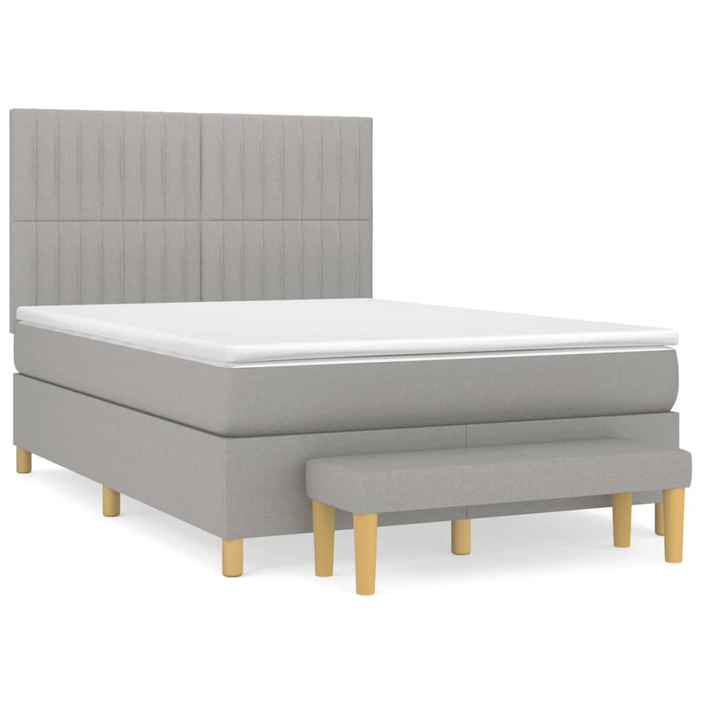vidaXL Box spring postel s matrací světle šedá 140 x 200 cm textil