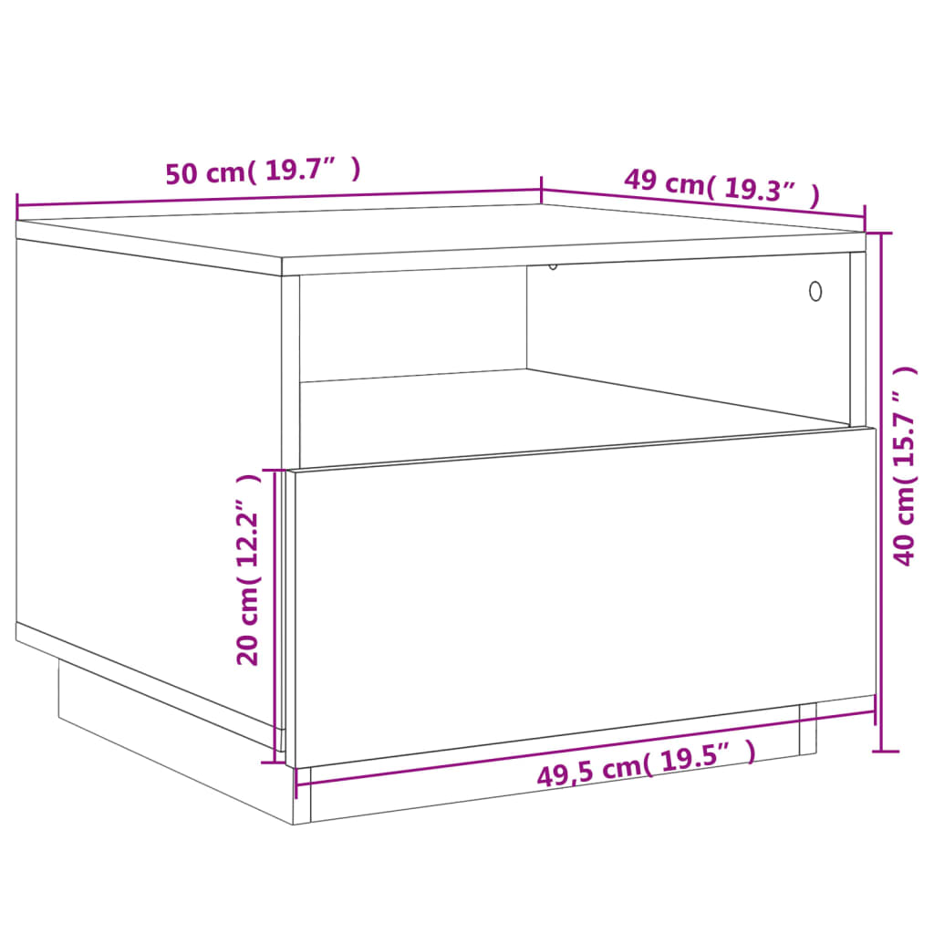 vidaXL Konferenční stolek s LED osvětlením černý 50 x 49 x 40 cm