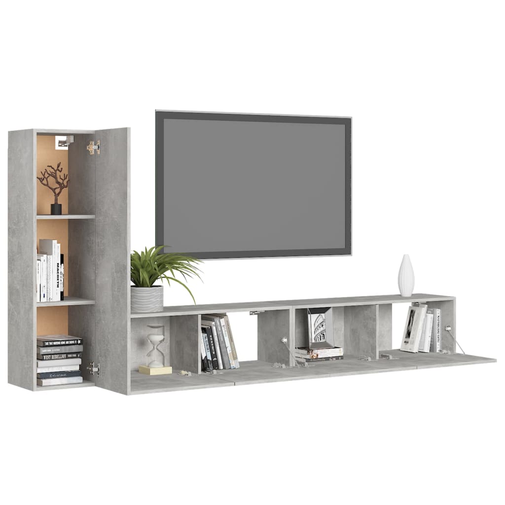 vidaXL 3dílný set TV skříněk betonově šedý kompozitní dřevo