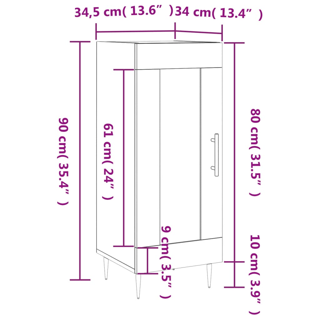 vidaXL Příborník dub sonoma 34,5 x 34 x 90 cm kompozitní dřevo