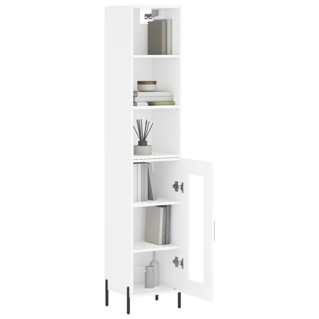 vidaXL Skříň highboard bílá s vysokým leskem 34,5x34x180 cm kompozit