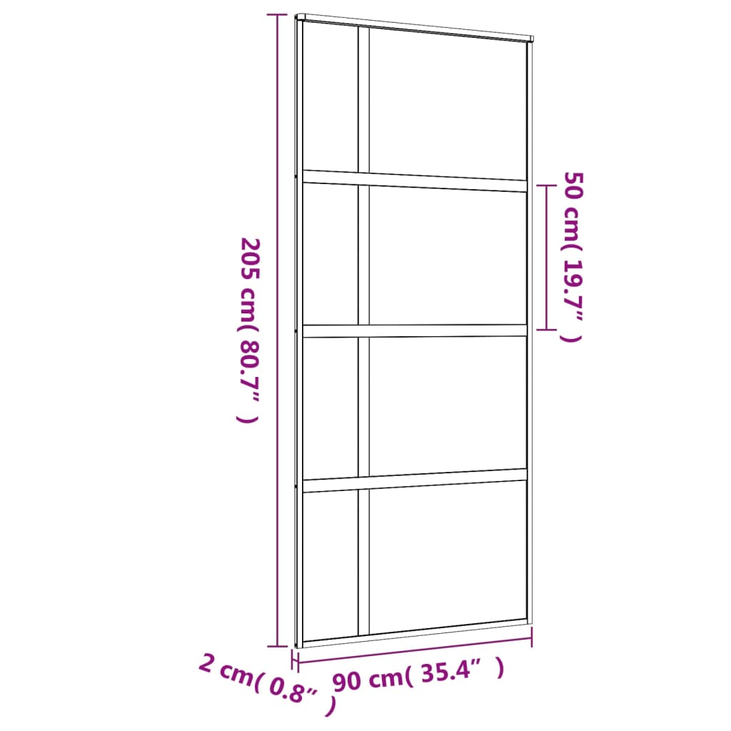 vidaXL Posuvné dveře zlaté 90 x 205 cm čiré ESG sklo a hliník