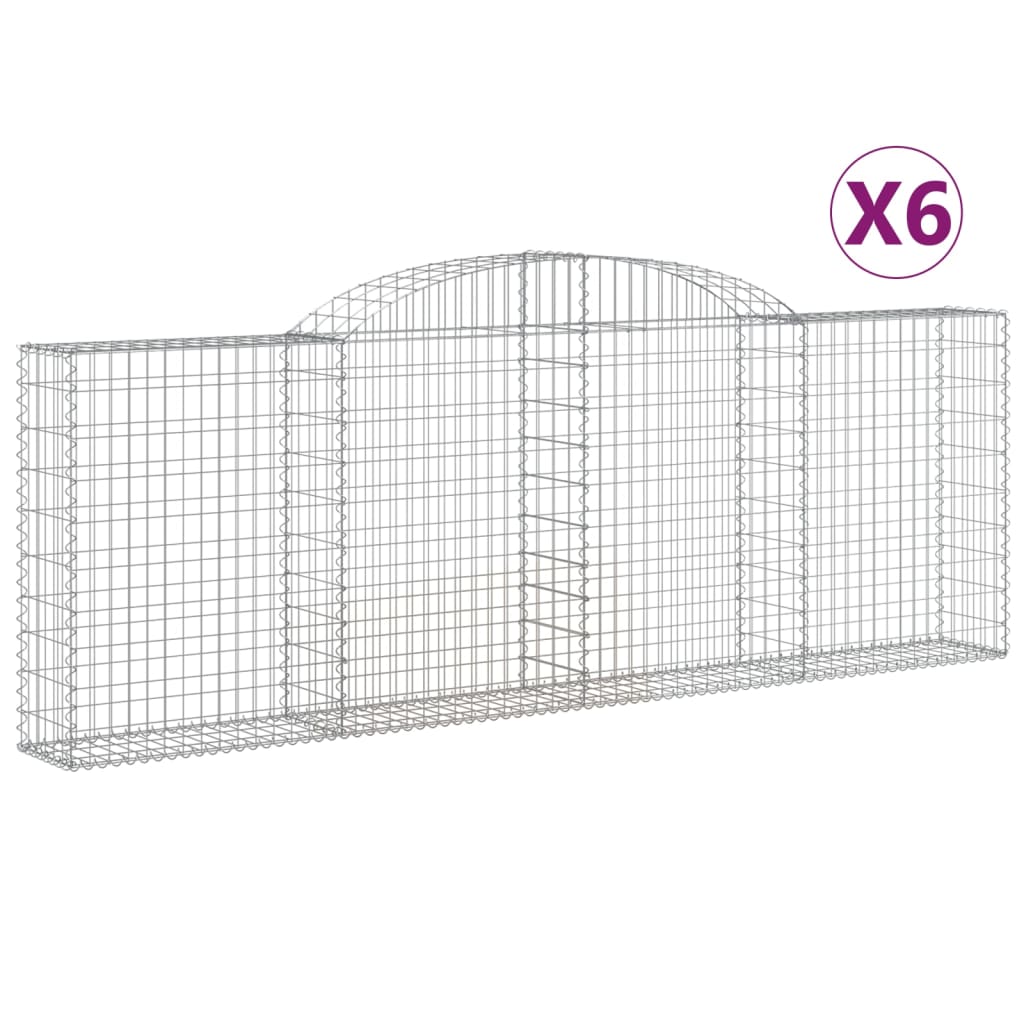 vidaXL Klenuté gabionové koše 6 ks 300x30x100/120cm pozinkované železo