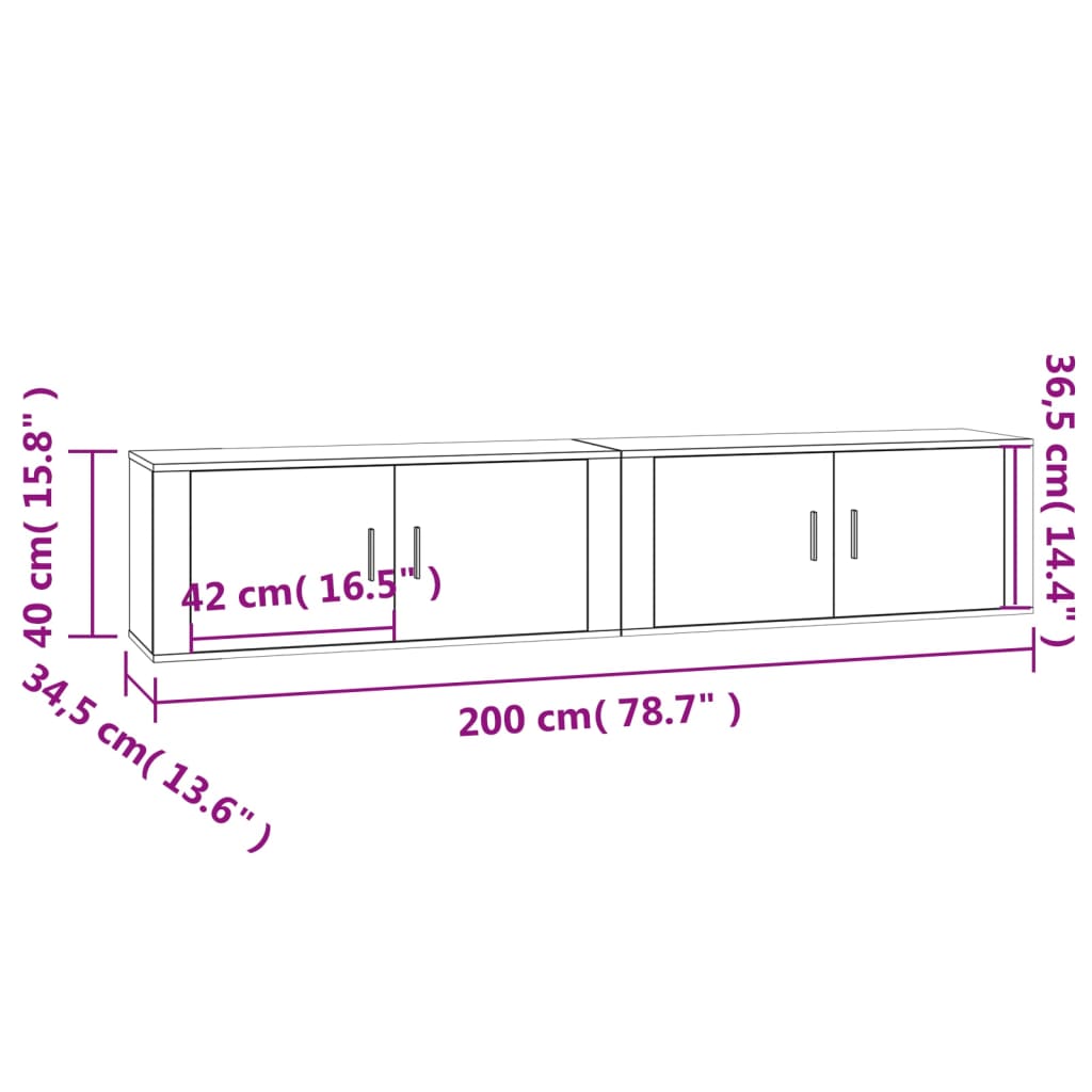 vidaXL Nástěnné TV skříňky 2 ks šedé sonoma 100 x 34,5 x 40 cm