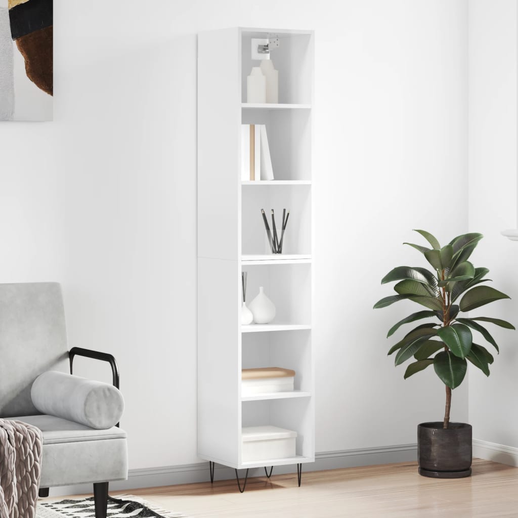 vidaXL Skříň highboard bílá s vysokým leskem 34,5x32,5x180 cm kompozit