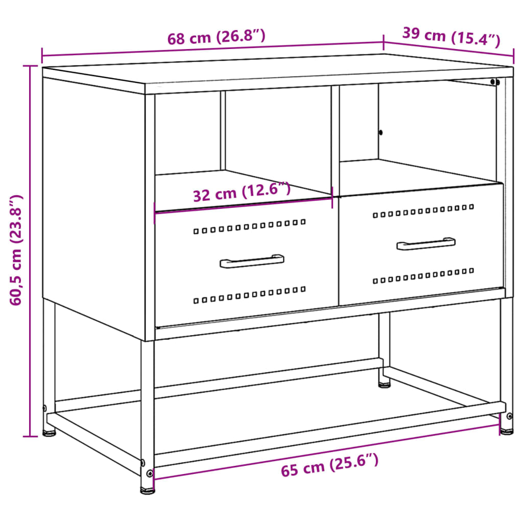 vidaXL TV skříňka antracitová 68 x 39 x 60,5 cm ocel