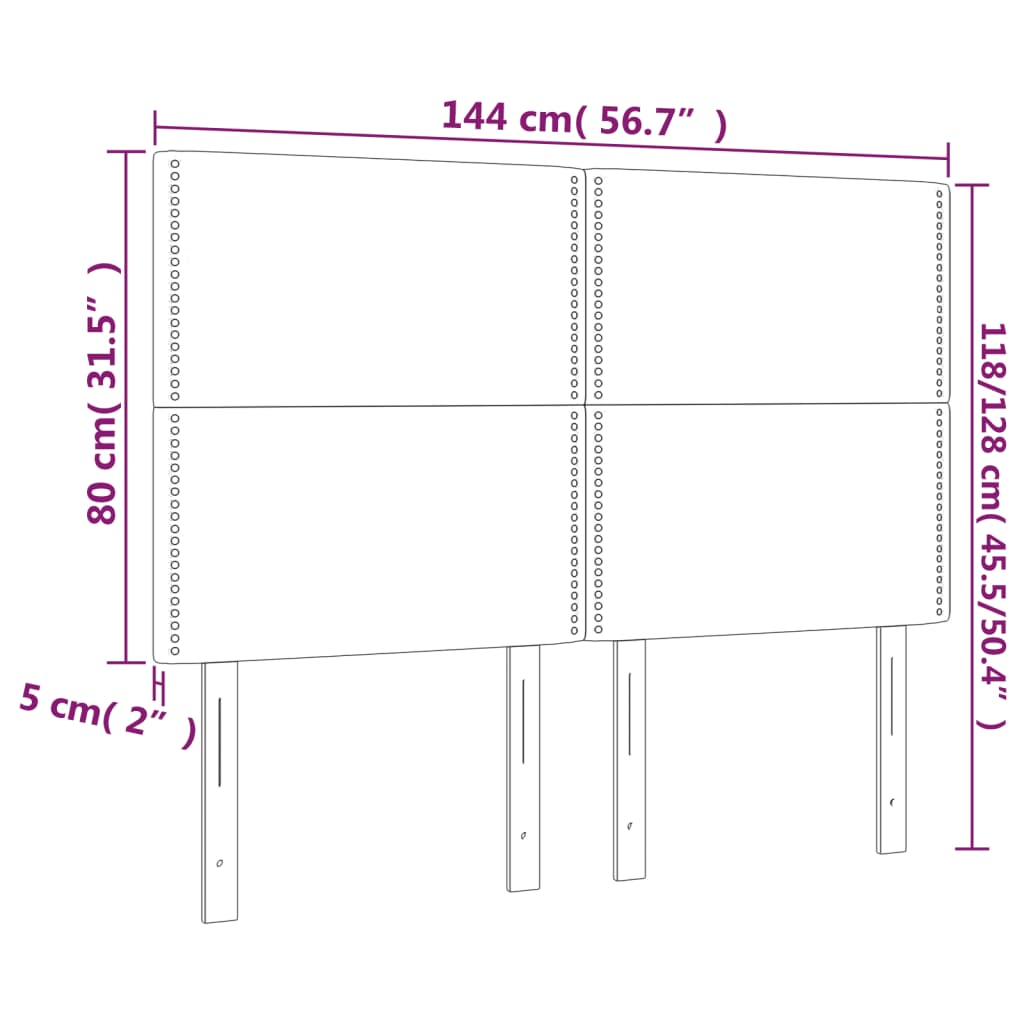 vidaXL Čela postele 4 ks tmavě šedá 72 x 5 x 78/88 cm samet