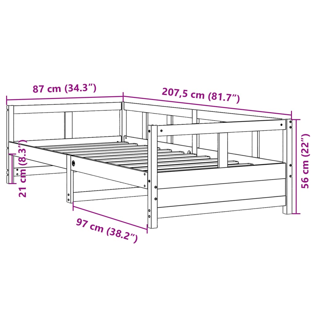 vidaXL Válenda bez matrace bílá 80 x 200 cm masivní borovice