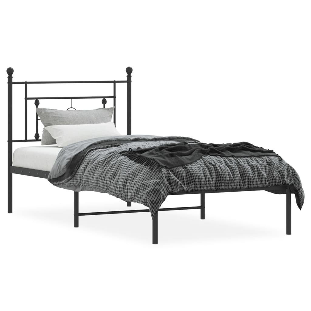vidaXL Kovový rám postele s čelem černý 100 x 190 cm