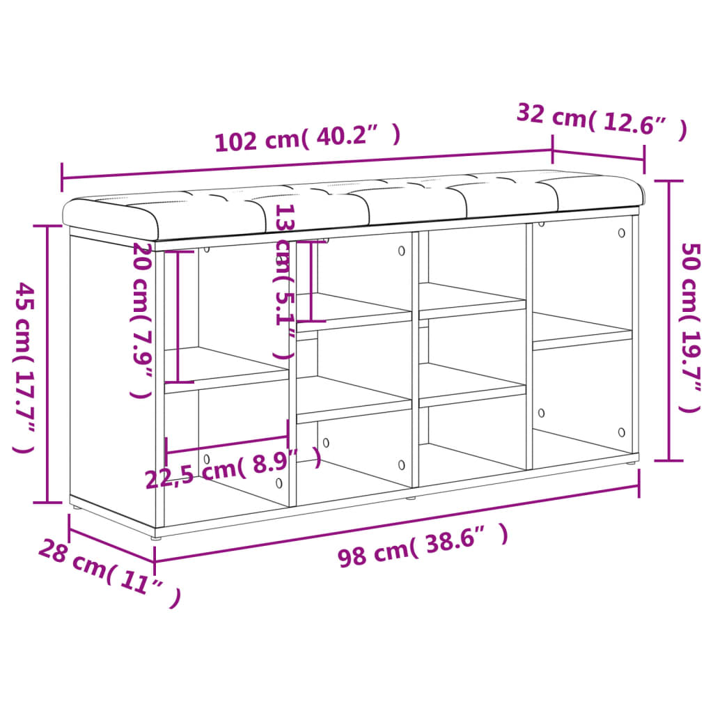 vidaXL Lavice s botníkem dub sonoma 102 x 32 x 50 cm kompozitní dřevo