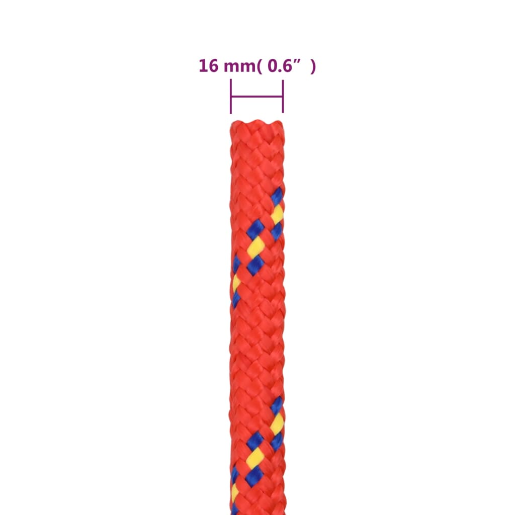 vidaXL Lodní lano červené 16 mm 100 m polypropylen