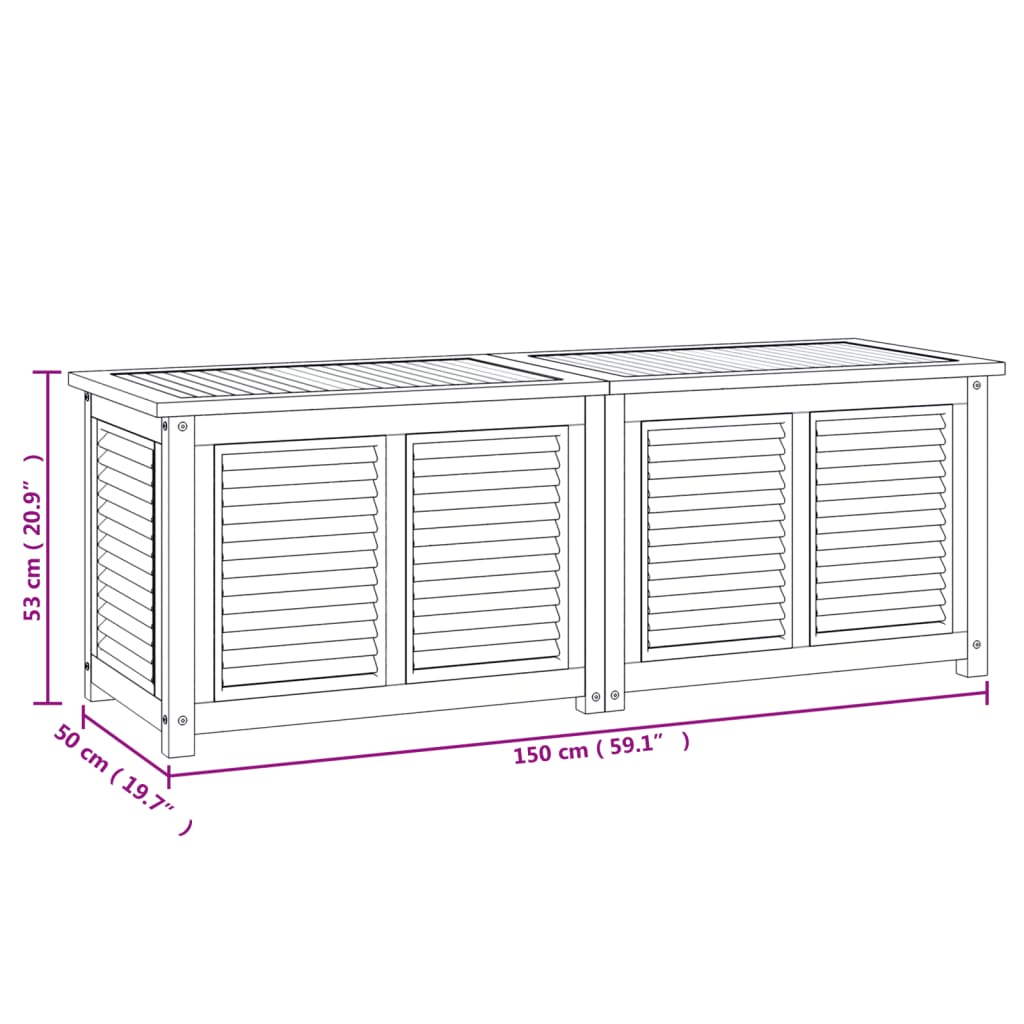 vidaXL Zahradní úložný box s vložkou 150 x 50 x 53 cm masivní teak