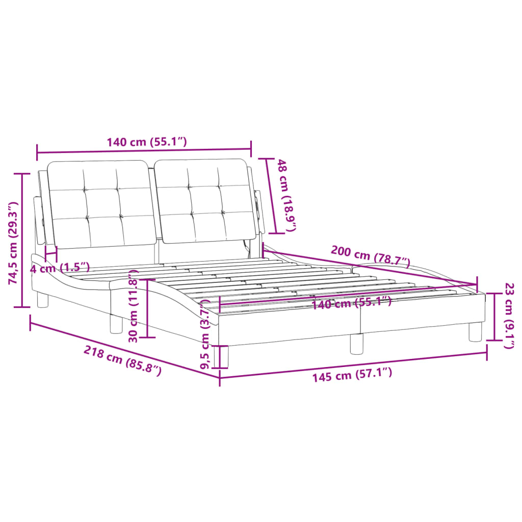 vidaXL Rám postele s čelem bílý 140x200 cm umělá kůže