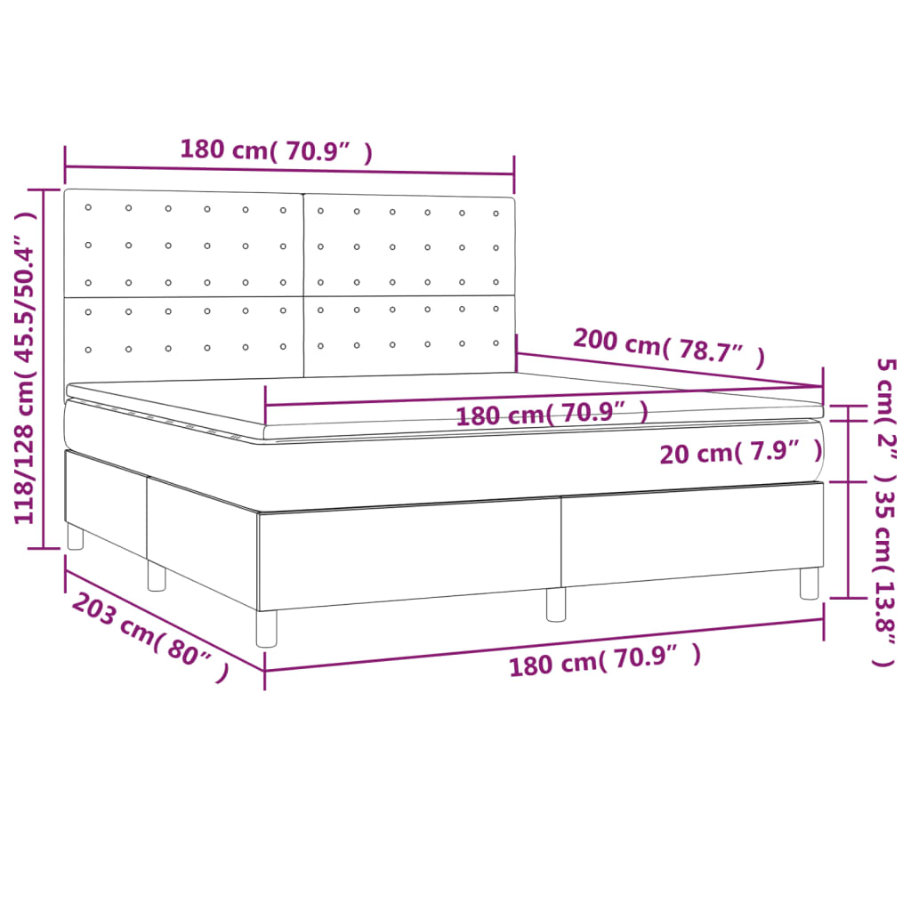 vidaXL Box spring postel s matrací tmavě šedá 180x200 cm textil