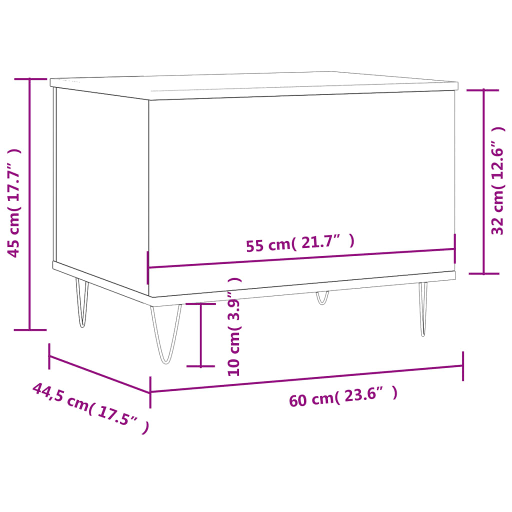 vidaXL Konferenční stolek dub sonoma 60x44,5x45 cm kompozitní dřevo