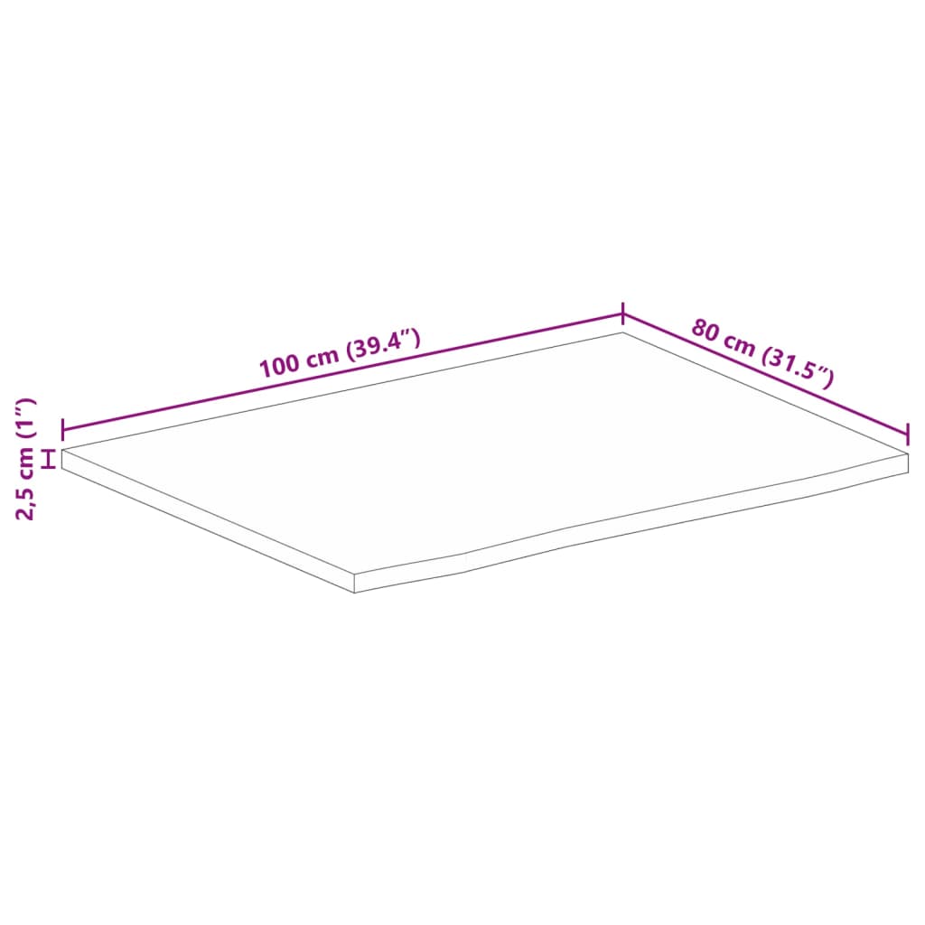 vidaXL Stolní deska 100x80x2,5 cm živá hrana hrubé mangovníkové dřevo