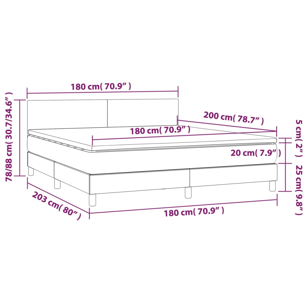 vidaXL Box spring postel s matrací cappuccino 180 x 200 cm umělá kůže