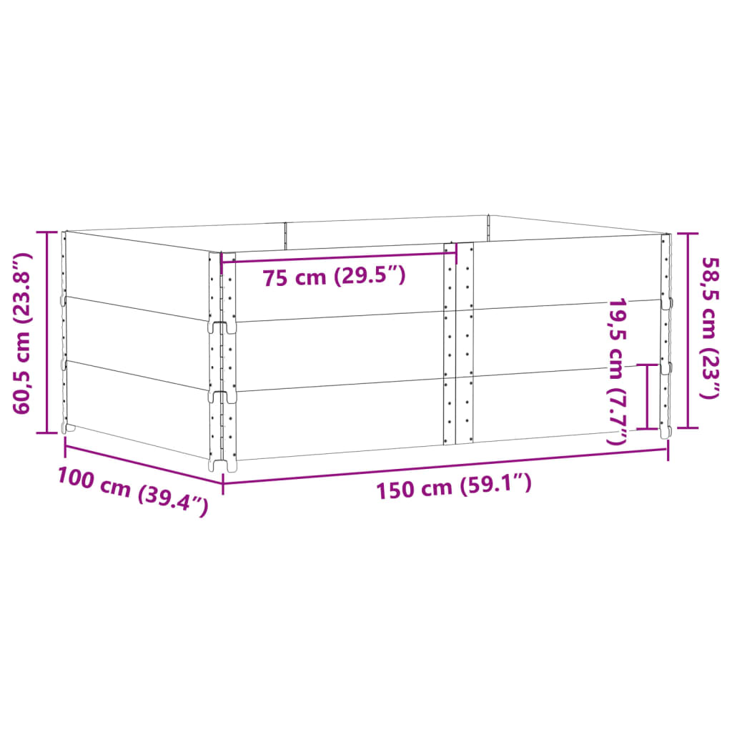 vidaXL Zahradní truhlík hnědý 150 x 100 cm masivní borové dřevo