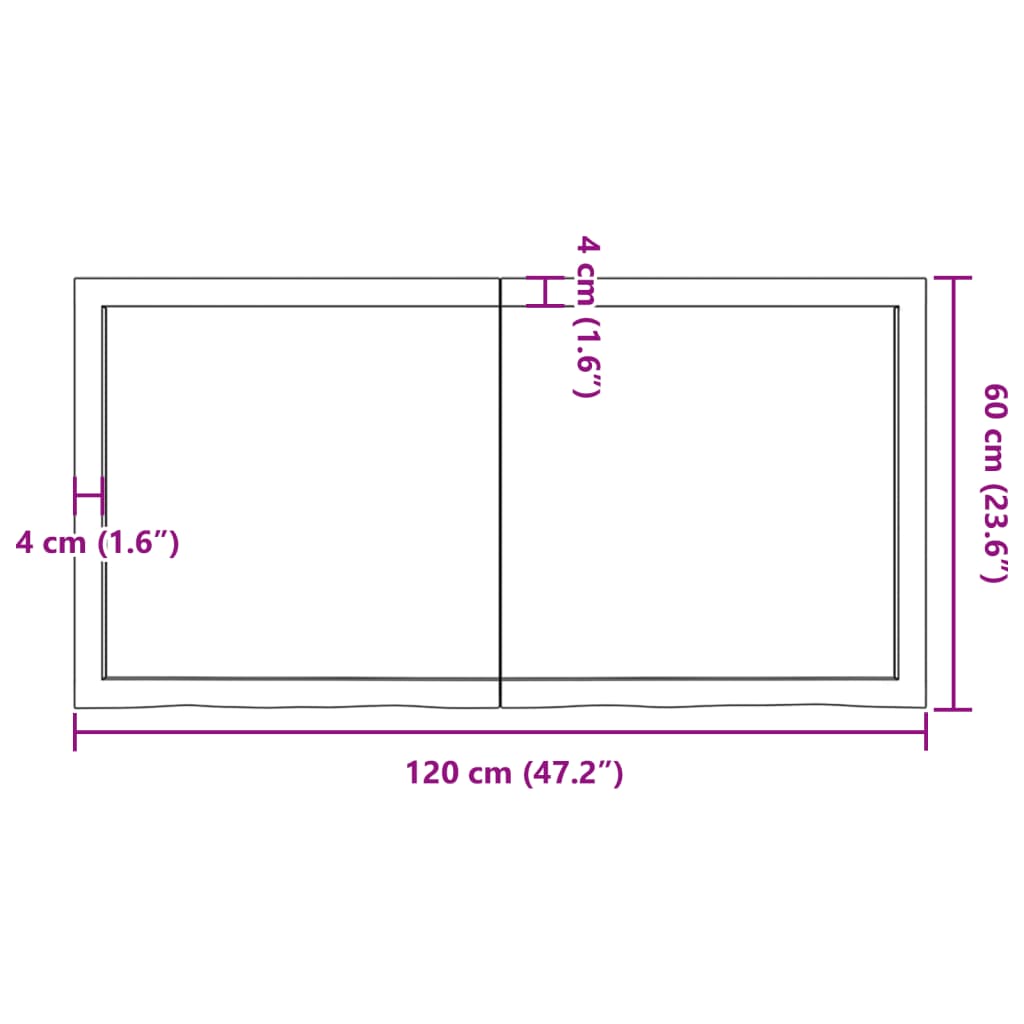 vidaXL Stolní deska 120x60x(2-4) cm neošetřený masivní dubové dřevo