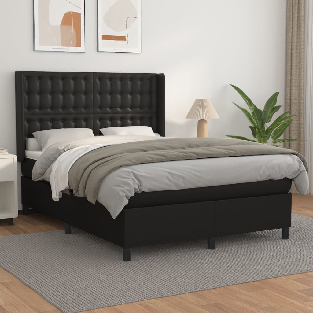 vidaXL Box spring postel s matrací černá 140x200 cm umělá kůže