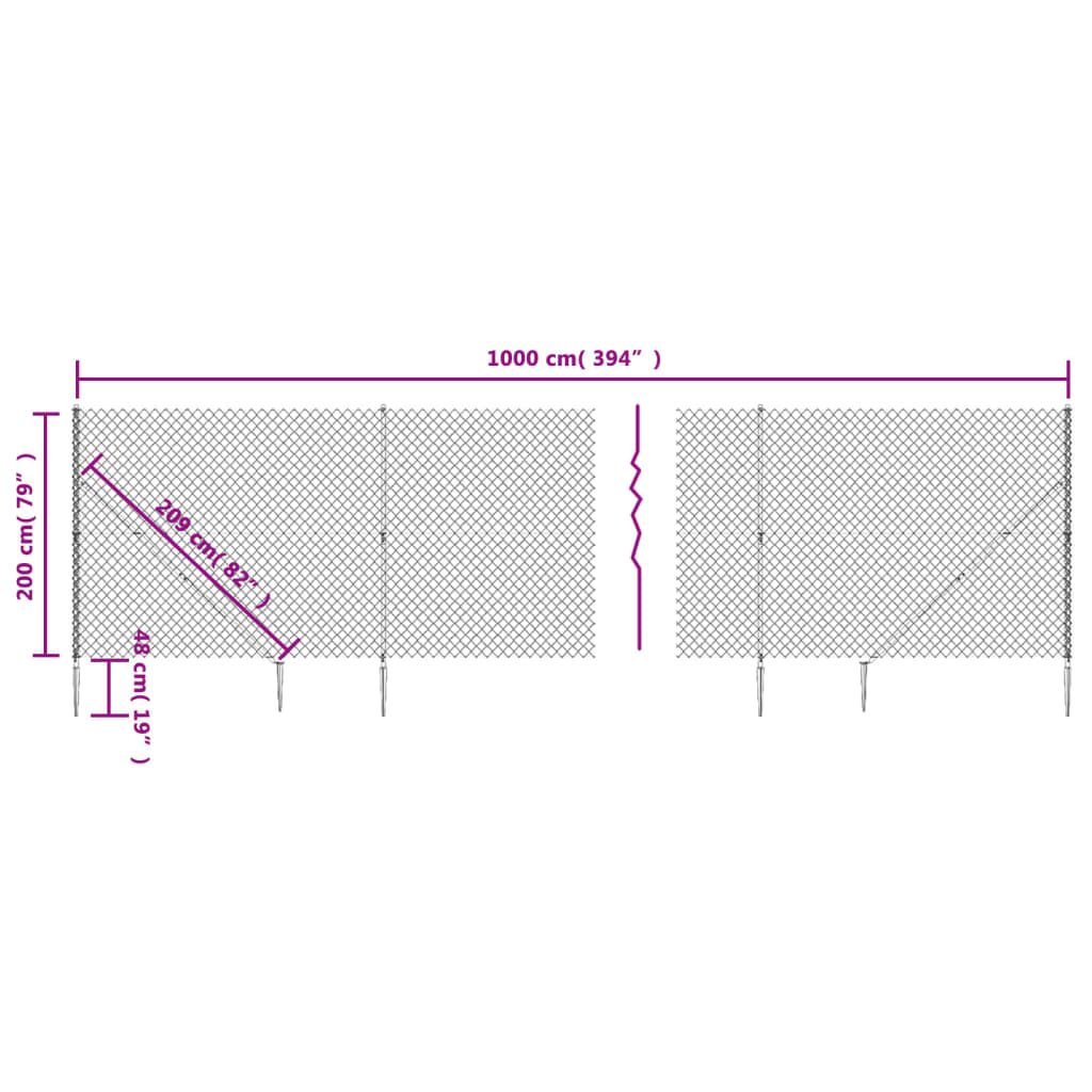 vidaXL Drátěné pletivo s kotevními hroty zelené 2 x 10 m