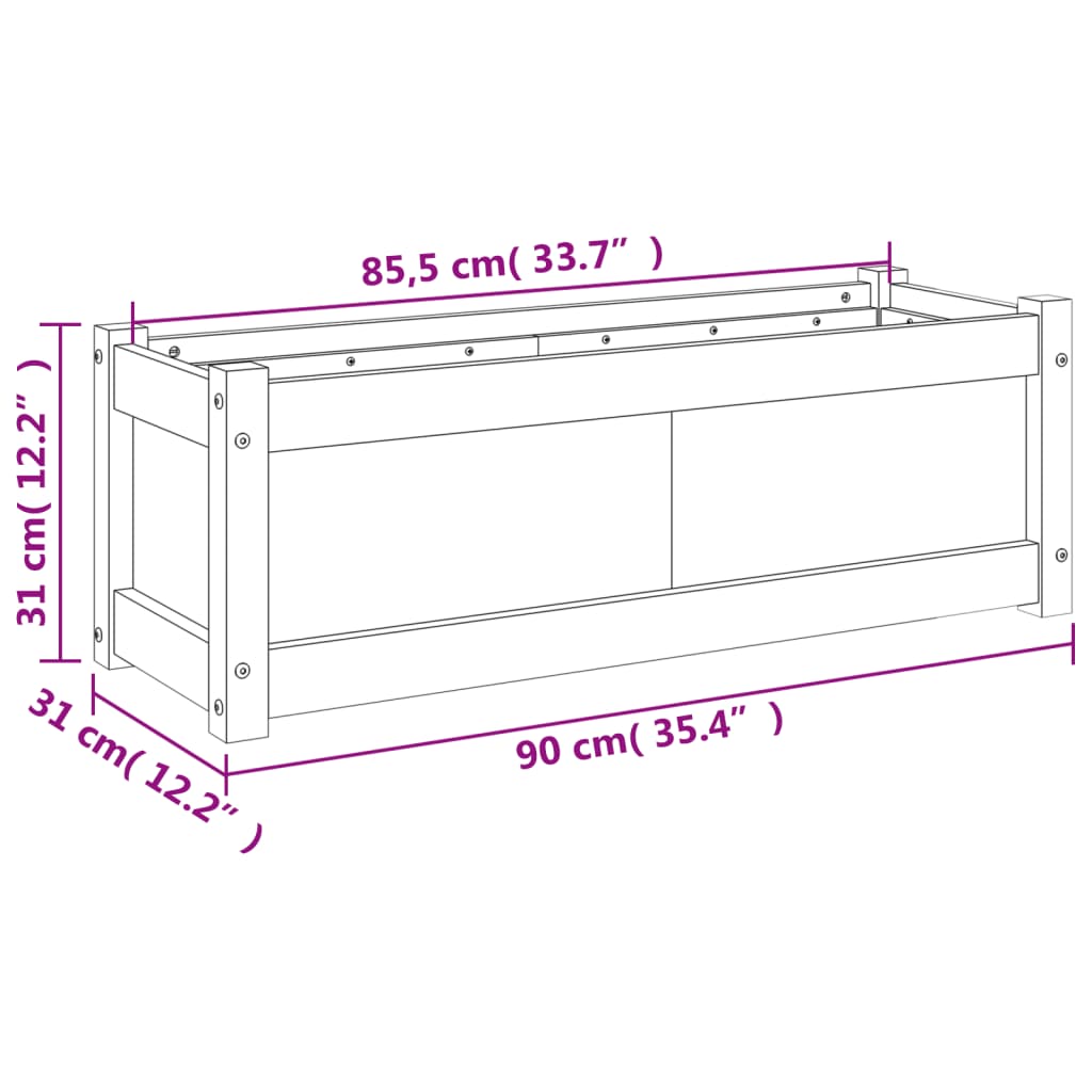 vidaXL Zahradní truhlík voskově hnědý 90 x 31 x 31 cm masivní borovice