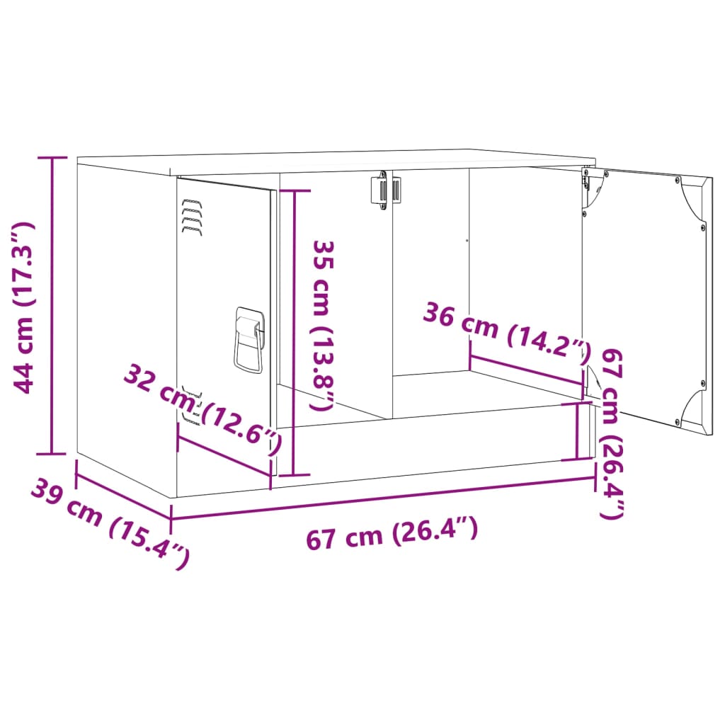 vidaXL TV skříňka bílá 67 x 39 x 44 cm ocel