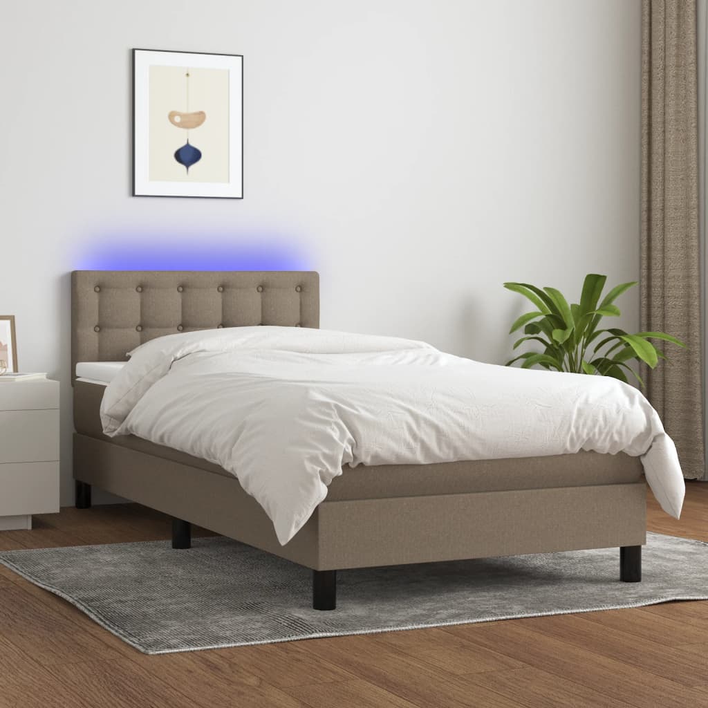 vidaXL Box spring postel s matrací a LED taupe 80 x 200 cm textil