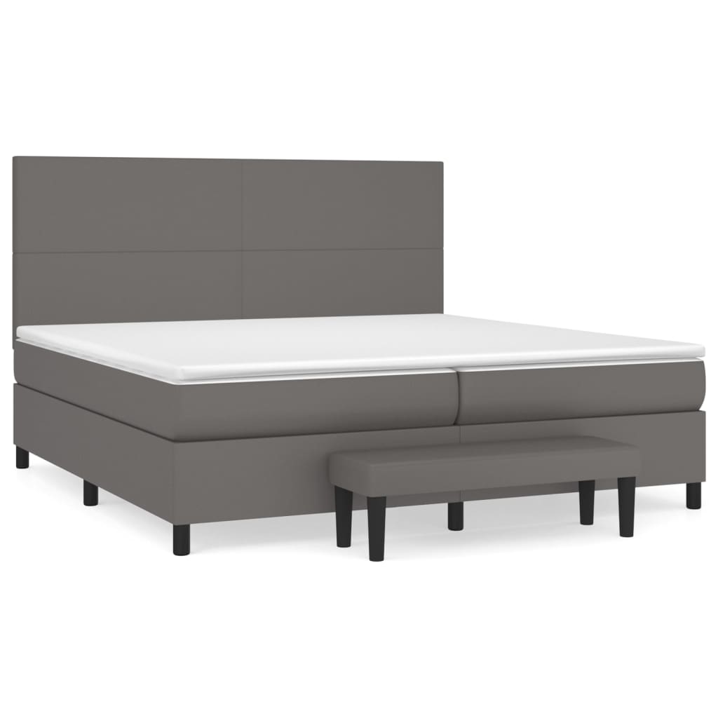 vidaXL Box spring postel s matrací šedá 200x200 cm umělá kůže