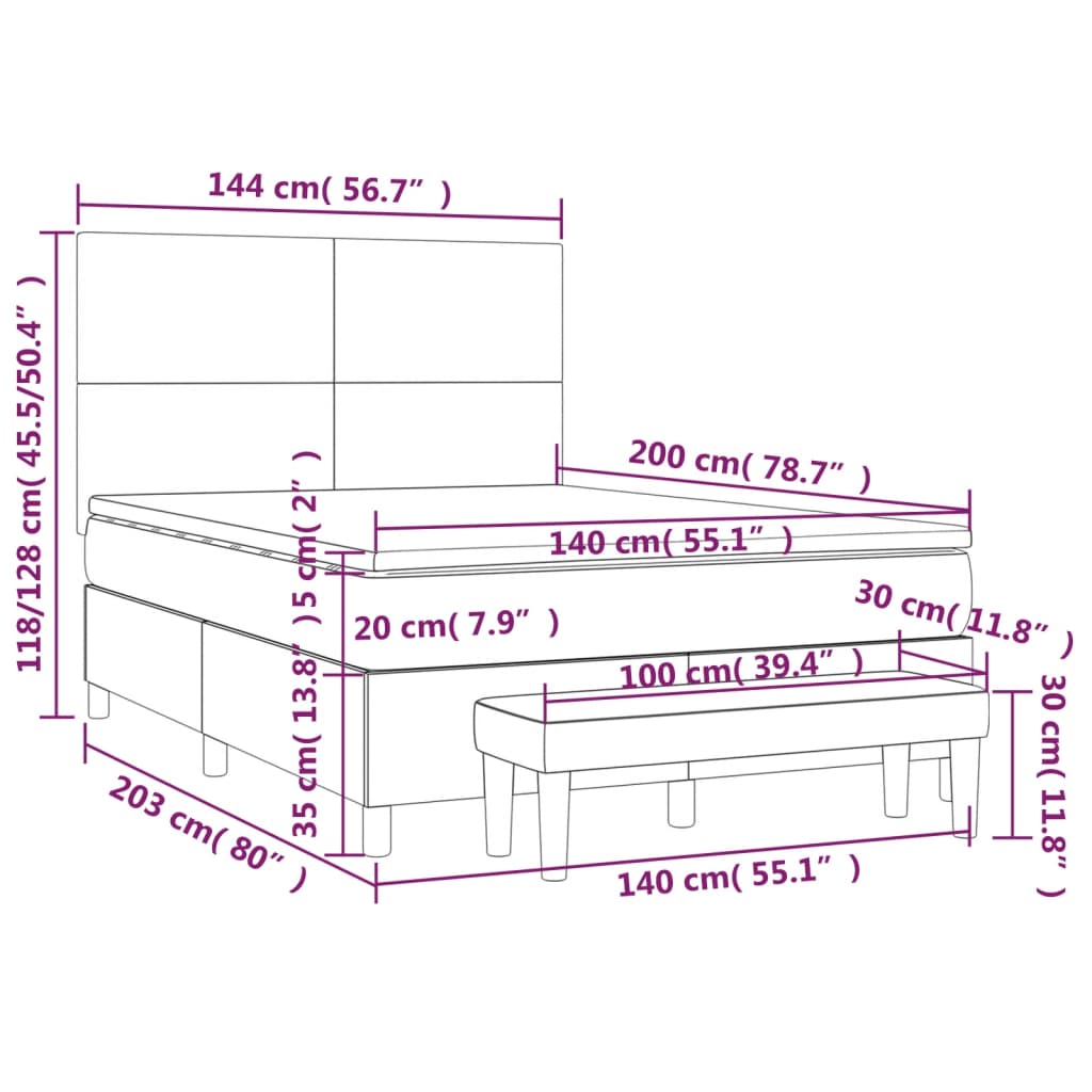 vidaXL Box spring postel s matrací černá 140x200 cm umělá kůže