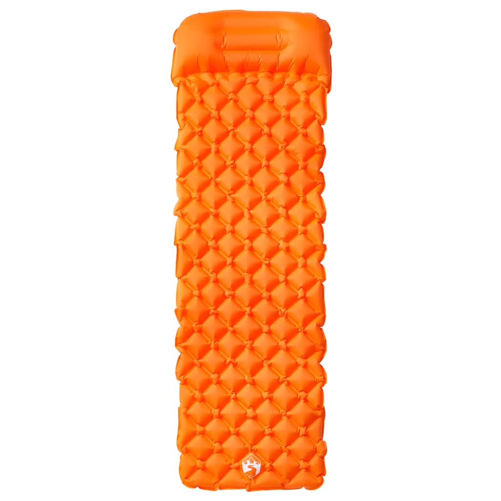 vidaXL Nafukovací kempingová matrace s polštářem pro 1 osobu oranžová