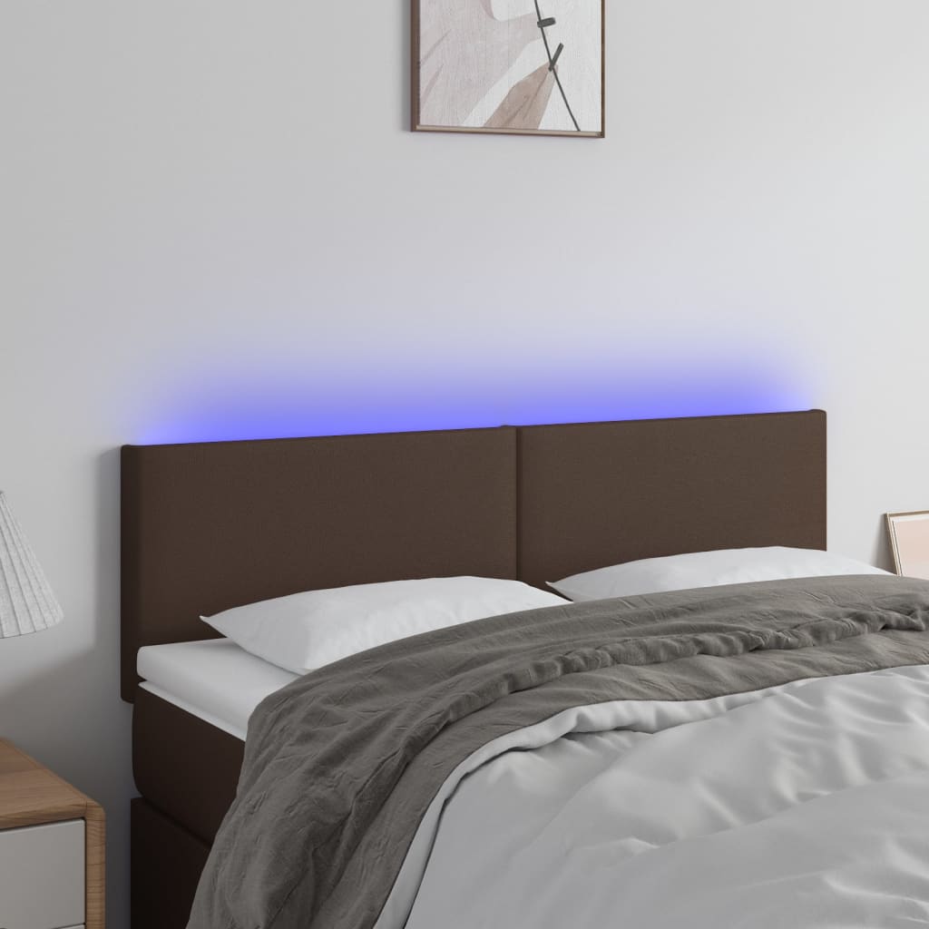 vidaXL Čelo postele s LED hnědé 144x5x78/88 cm umělá kůže