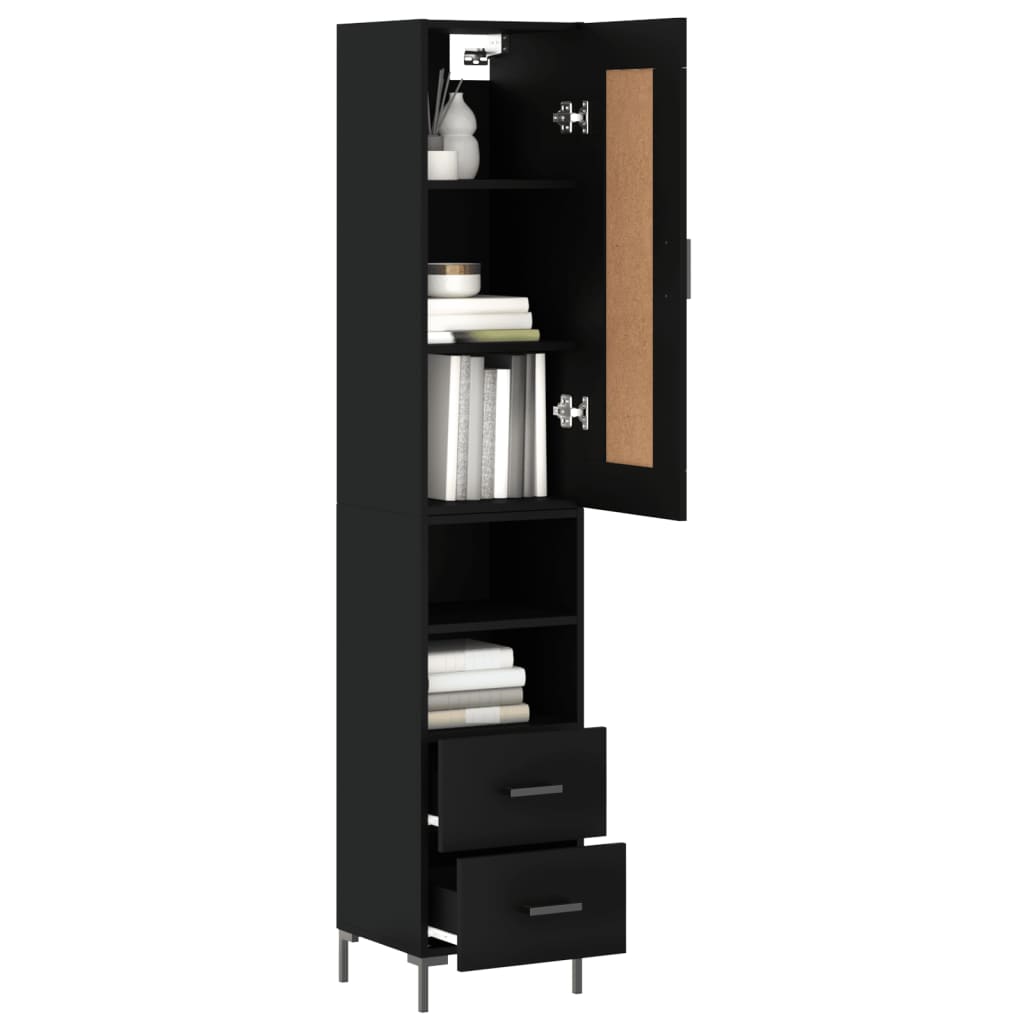 vidaXL Skříň highboard černá 34,5 x 34 x 180 cm kompozitní dřevo