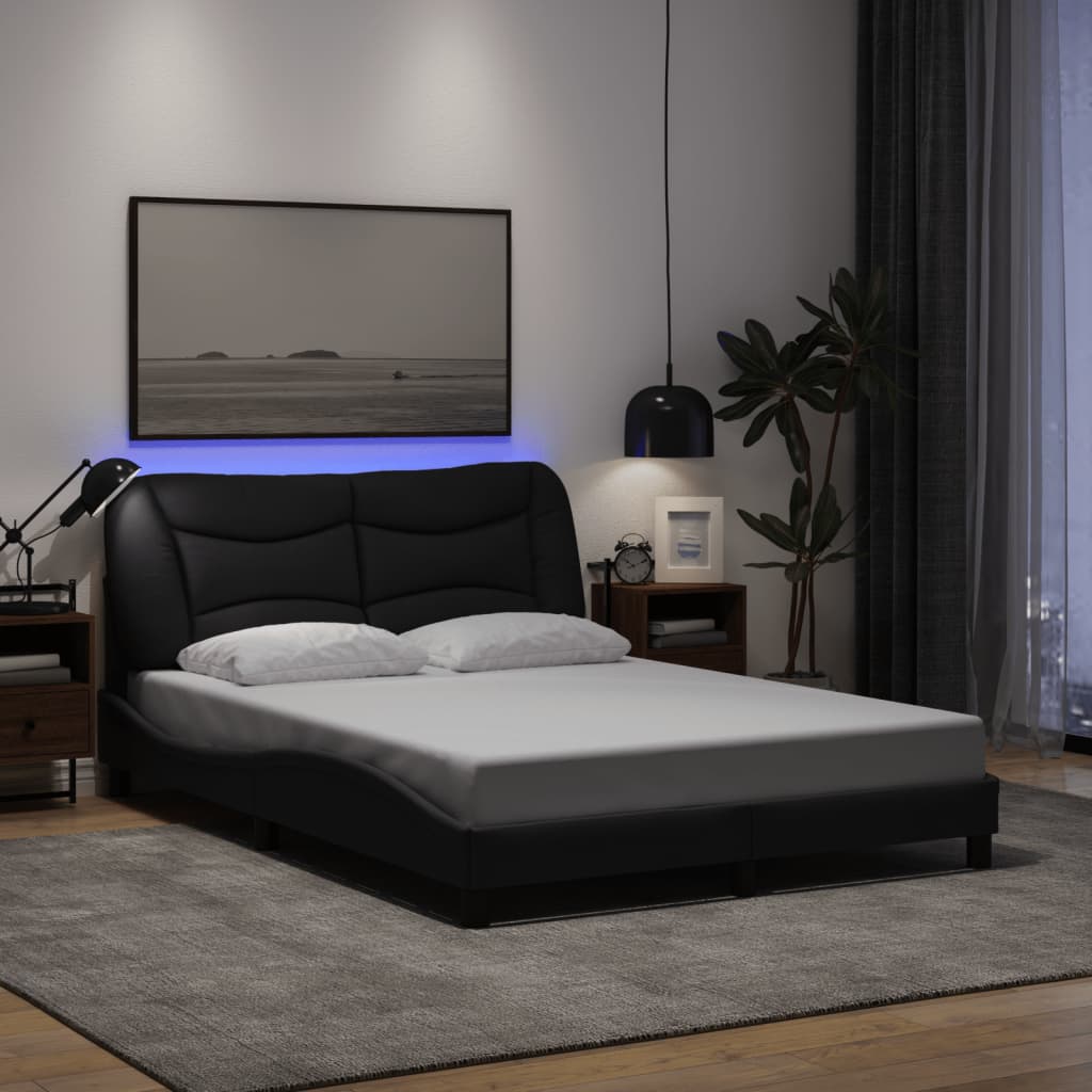 vidaXL Rám postele s LED osvětlením černý 120 x 200 cm textil