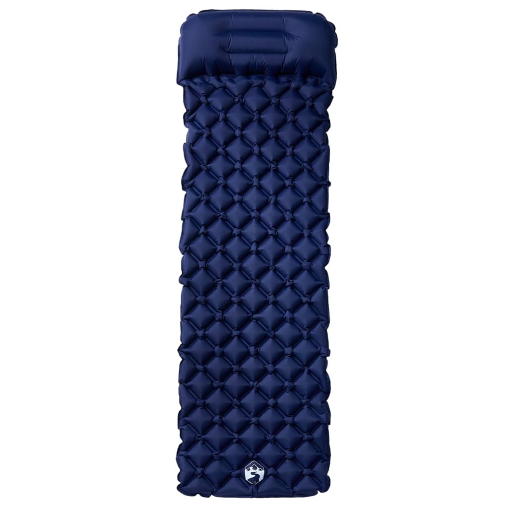 vidaXL Nafukovací kempingová matrace s polštářem 1 osoba tmavě modrá