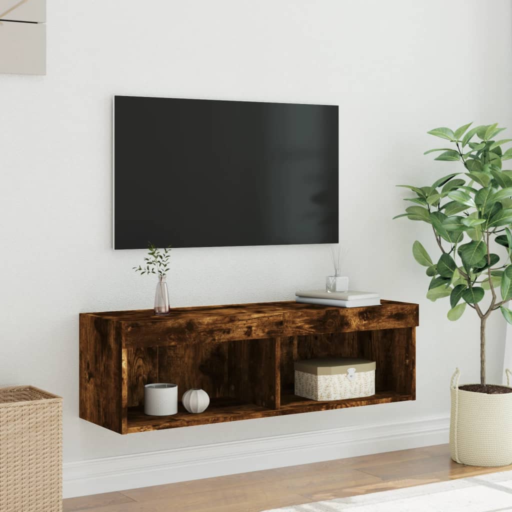 vidaXL TV skříňka s LED osvětlením kouřový dub 100 x 30 x 30 cm