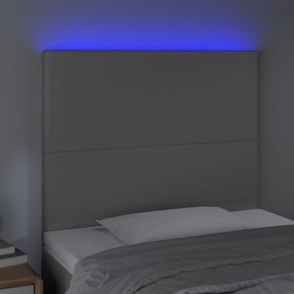 vidaXL Čelo postele s LED šedé 100x5x118/128 cm umělá kůže