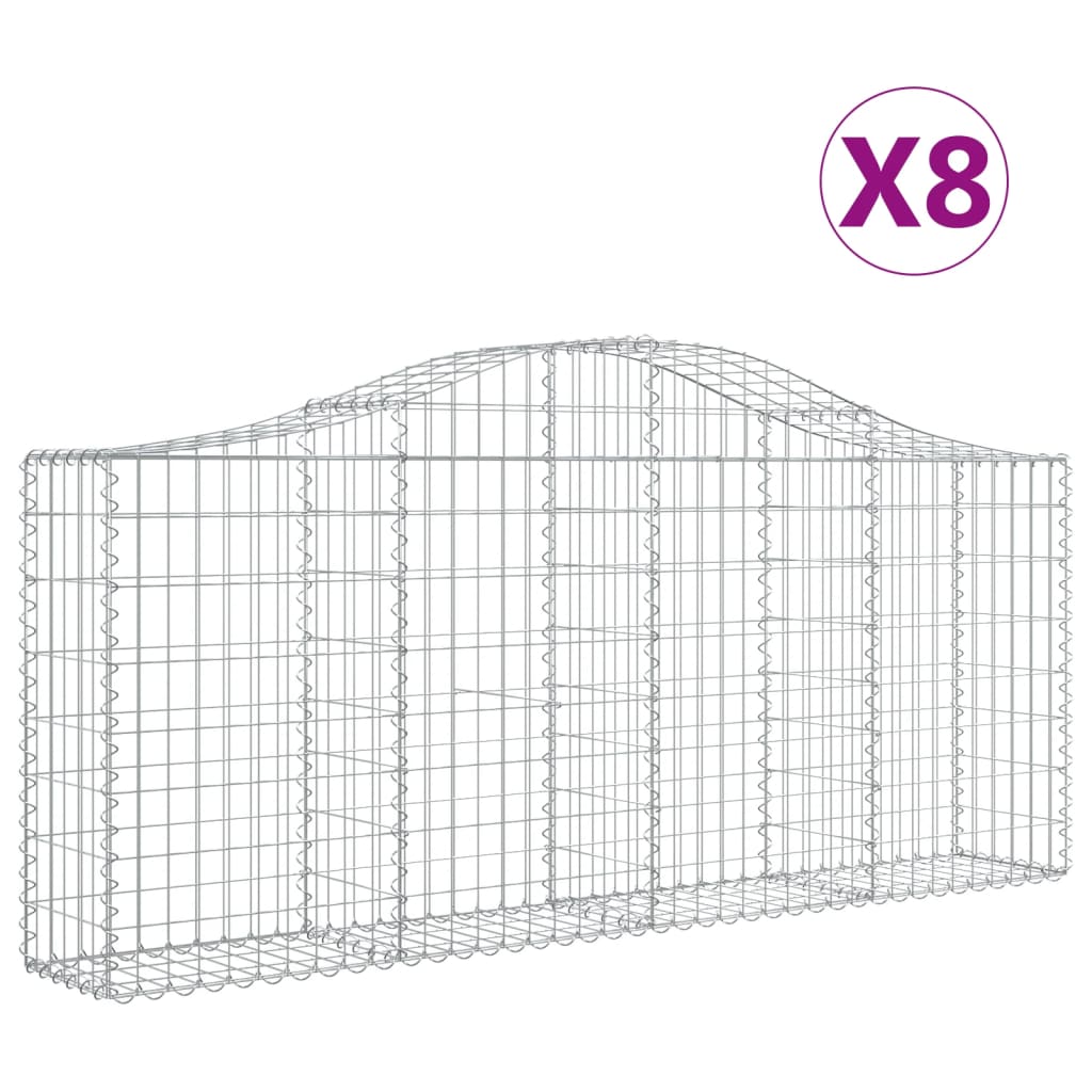 vidaXL Klenuté gabionové koše 8 ks 200x30x80/100 cm pozinkované železo