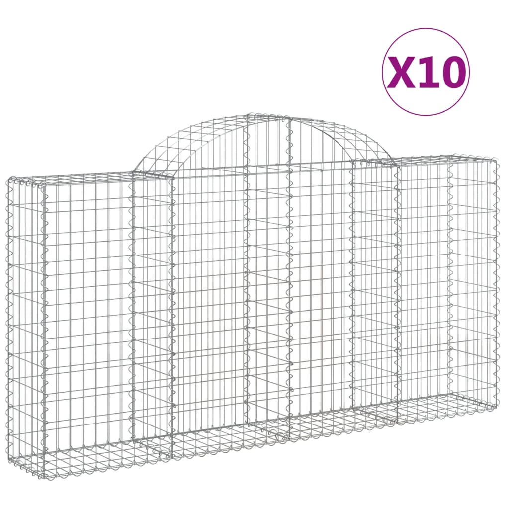 vidaXL Klenuté gabionové koše 10ks 200x30x100/120cm pozinkované železo