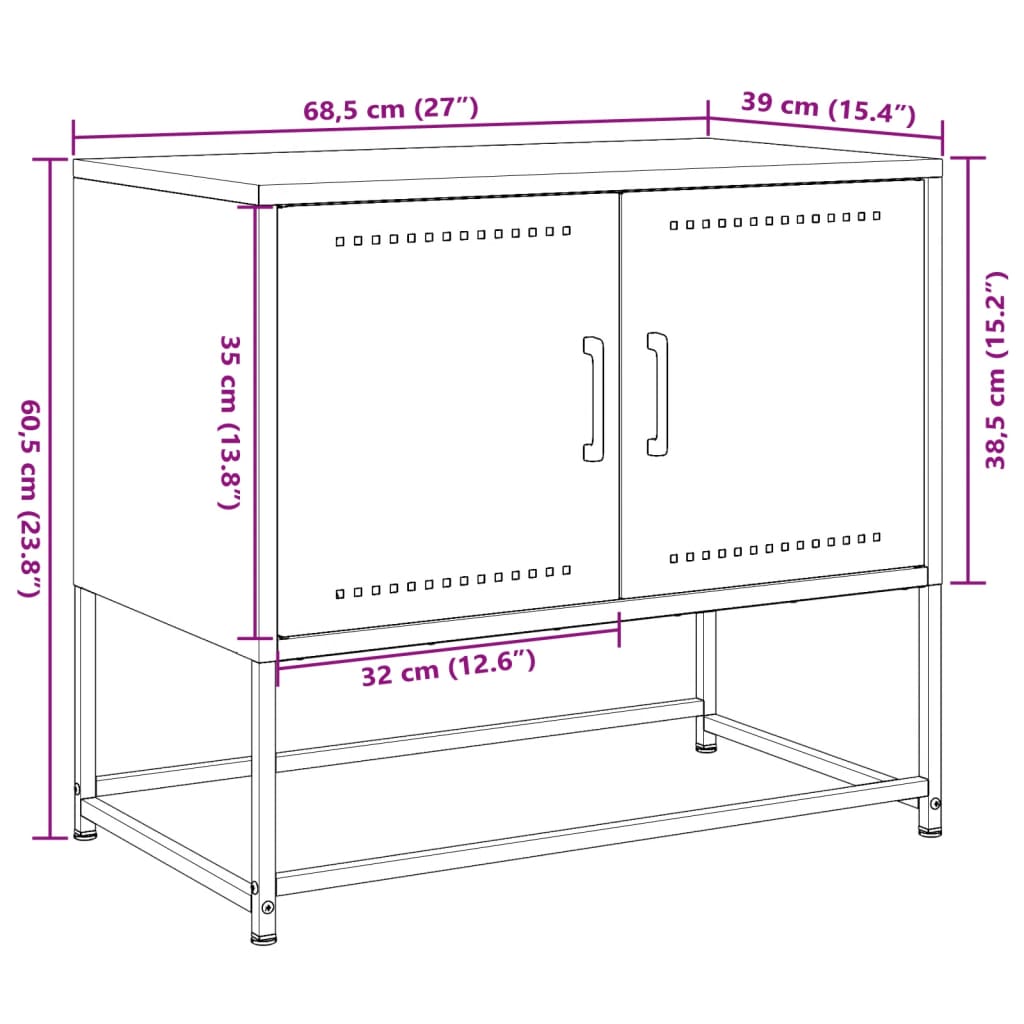 vidaXL TV skříňka antracitová 68,5 x 39 x 60,5 cm ocel