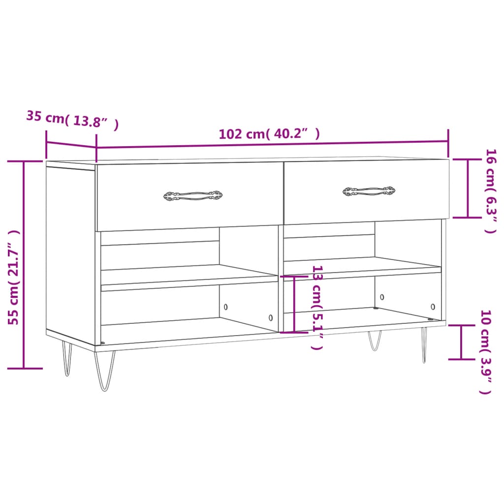 vidaXL Botník betonově šedý 102 x 35 x 55 cm kompozitní dřevo